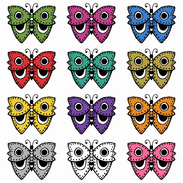 Conjunto de mariposa de color — Vector de stock