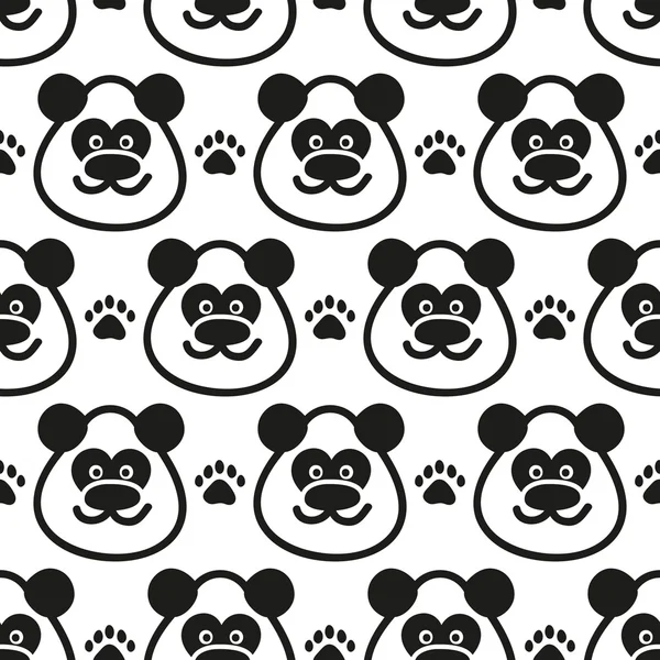 Siyah ve beyaz pandalar ve pençeleri sorunsuz arka plan — Stok Vektör
