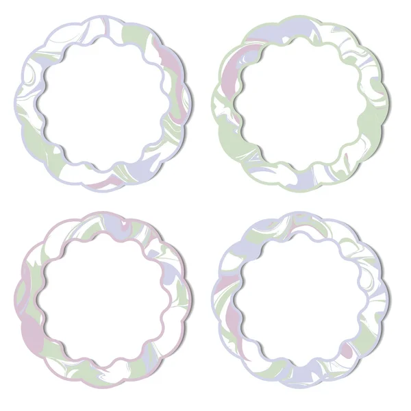 Set di cornici a forma di fiore con motivo marmoreo Grafiche Vettoriali