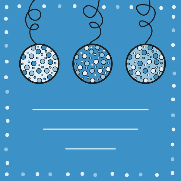 Tarjeta de felicitación con bolas de Navidad — Vector de stock