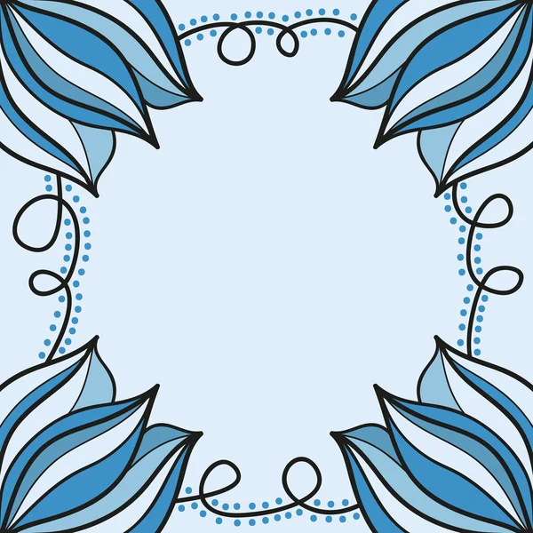 Marco floral azul — Vector de stock