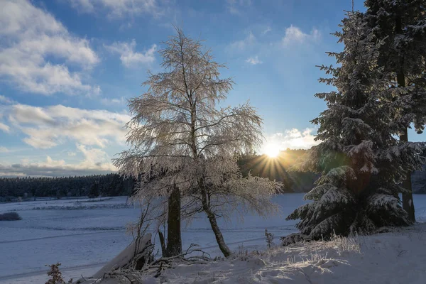 Snowy Winter Landscape Thuringia — Stock Photo, Image