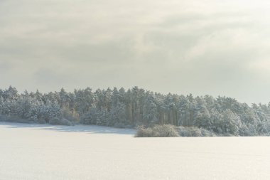 Thüringen 'de karlı kış manzarası