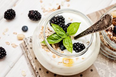 ev yapımı yoğurt ile müsli