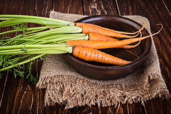 Manojo de zanahorias frescas con hojas verdes —  Fotos de Stock