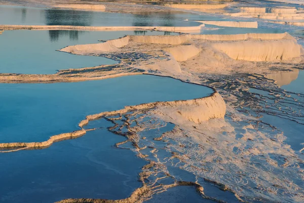 Природные Бассейны Террасы Закате Памуккале Турция — стоковое фото