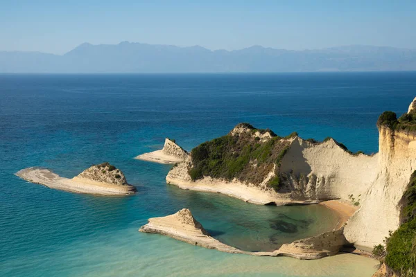 Cape Drastis Pôr Sol Corfu Grécia — Fotografia de Stock