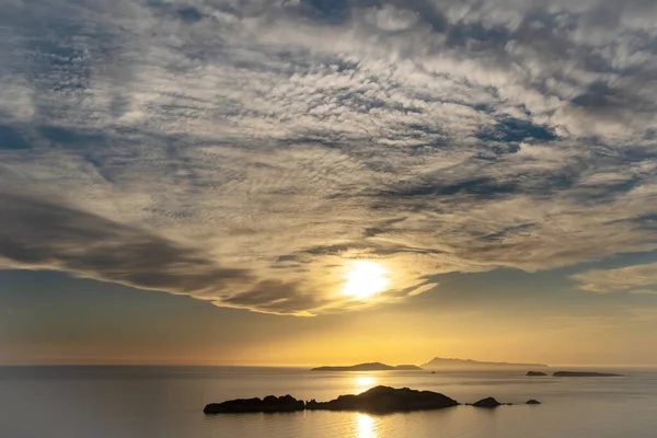 Afionas Strand Sonnenuntergang Insel Korfu Griechenland — Stockfoto