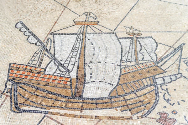 Antik Yunan gemi, Çanakkale'den mozaiği — Stok fotoğraf