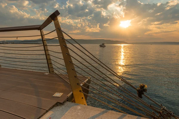 Güzel deniz günbatımı plajda Çanakkale, Türkiye — Stok fotoğraf