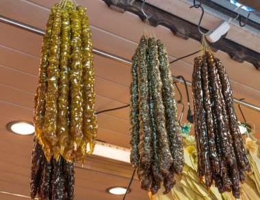 geleneksel oryantal tatlılar, çarşı, vitrin