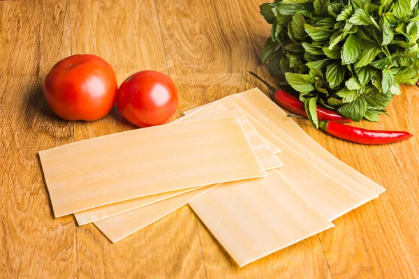 Vegetarian  italian lasagna  ingredients — Stock Photo, Image