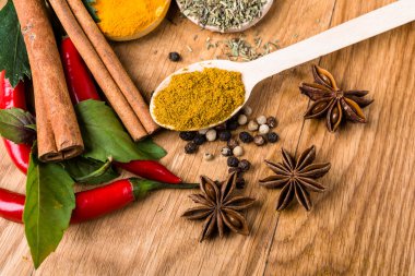 Baharat. Tarçın, anason, sıcak biber witn otlar