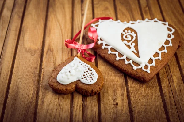 Homemade gingerbread heart-shaped — Stock Photo, Image