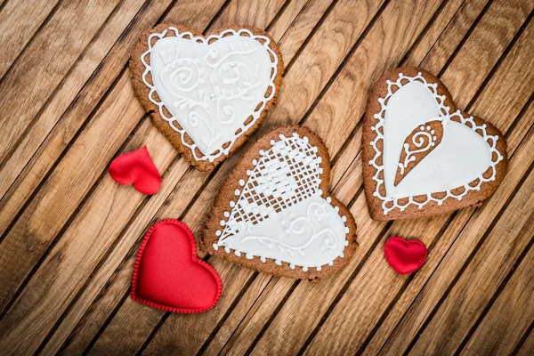 Homemade gingerbread heart-shaped — Stock Photo, Image