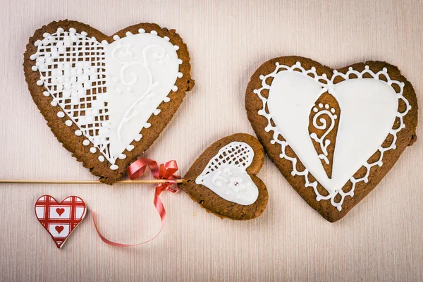 Homemade gingerbread heart-shaped — Stock Photo, Image