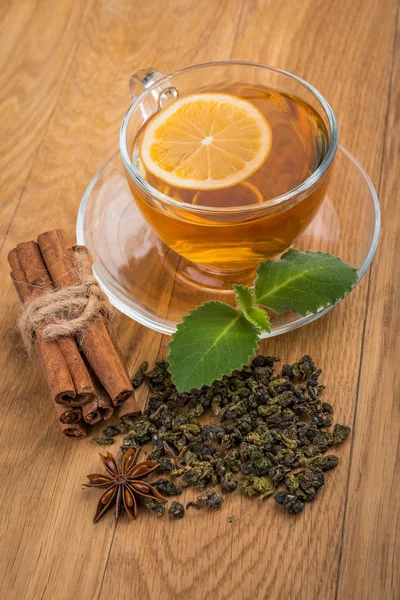 Zelený čaj s citronem — Stock fotografie