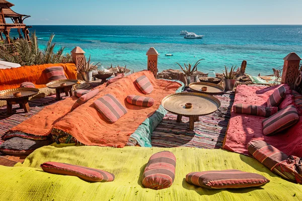 Lokal cafe på stranden, Egypten - Stock-foto