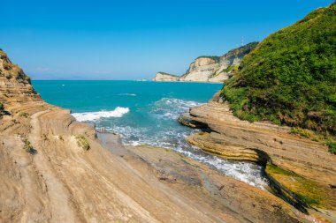 Corfu adasında Cape Drastis görünümünü