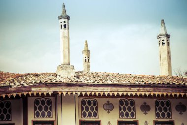 Hansaray 'ın ya da Kırım Hanları' nın sarayının elementleri. Kırım 'daki Bakhchesaray şehrinde 1. Sahib-Girey tarafından inşa edilen saray kompleksi..