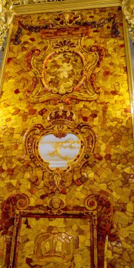 Catherine Palace Amber odasının içi. St. Petersburg, Rusya.