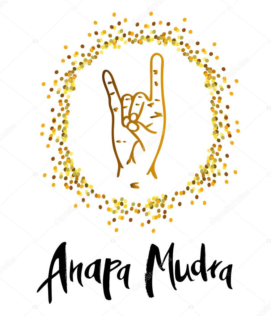 Anapa Mudra - a gesture with your fingers. Symbol in concept of buddhism or hinduism. Mudra cleanses the body. Vector illustration.