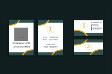 Vector design of business card and badge with logo for yoga. Design template for yoga studios, business cards, badges. EPS 10.