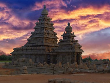 Mamallapuram 'daki güzel sahil tapınağı, TN, Hindistan