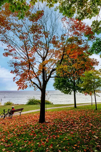 湖の美しい秋の景色 カナダ中部の秋 — ストック写真