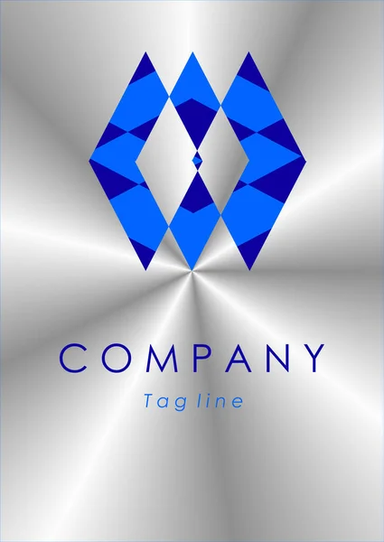 Mavi Elmaslardan Oyulmuş Üçgenler Ticari Logo — Stok Vektör