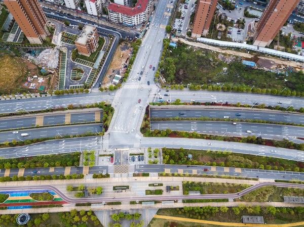Aerial photography bird-eye view of City viaduct bridge road streetscape landscape