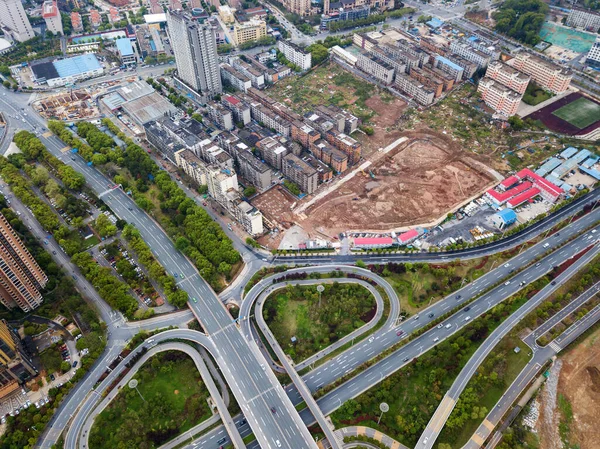 Strada Del Traffico Giunzione Trasporto Con Movimento Del Veicolo Vista — Foto Stock