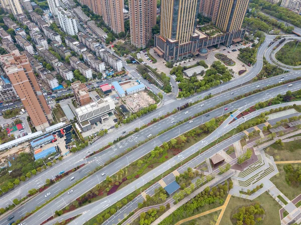 Luftaufnahme Vogelperspektive Der Stadt Viadukt Brücke Straße Straßenlandschaft — Stockfoto