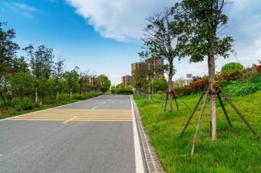 Çin 'deki boş şehir yolu ve binalar