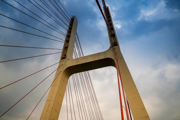 Cable Quedó Puente Atardecer —  Fotos de Stock