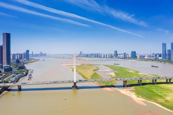 Yangtze Řeka Kabel Zůstal Most — Stock fotografie