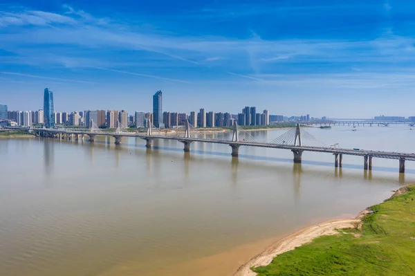 Yangtze Rivière Câble Resté Pont — Photo