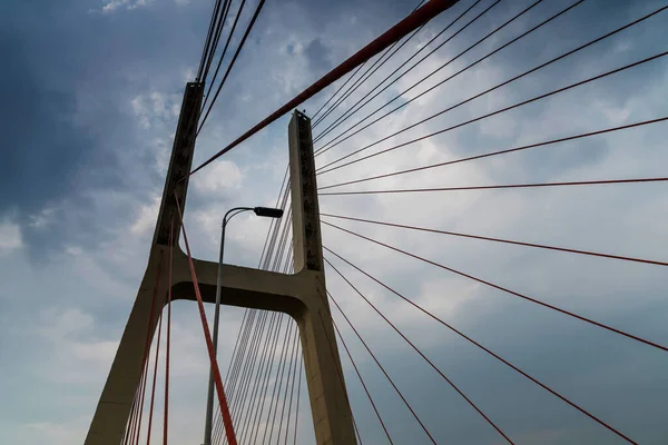 Cable stayed bridge at sunset