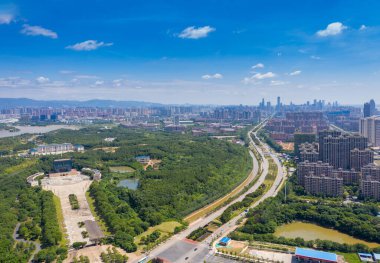Jianxi 'nin başkenti Nanchang' ın panoramik manzarası