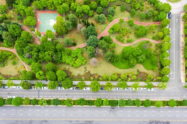 Luchtfotografie Vogelperspectief Van City Viaduct Brug Straatbeeld Landschap — Stockfoto