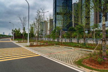 Çin 'deki boş şehir yolu ve binalar