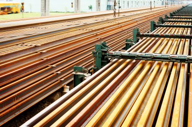 Steel pipes on rack