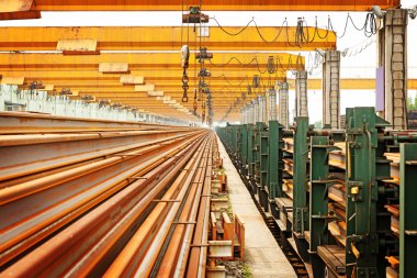 Steel pipes on rack