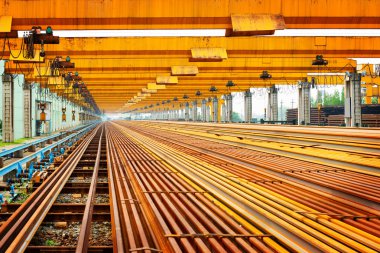 Steel pipes on rack
