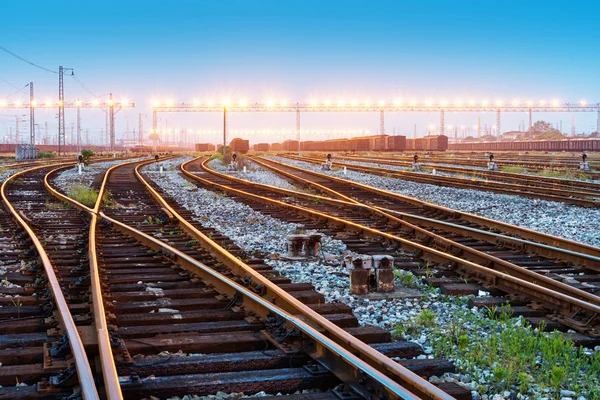 Cargo train platform with container — Stock Photo, Image