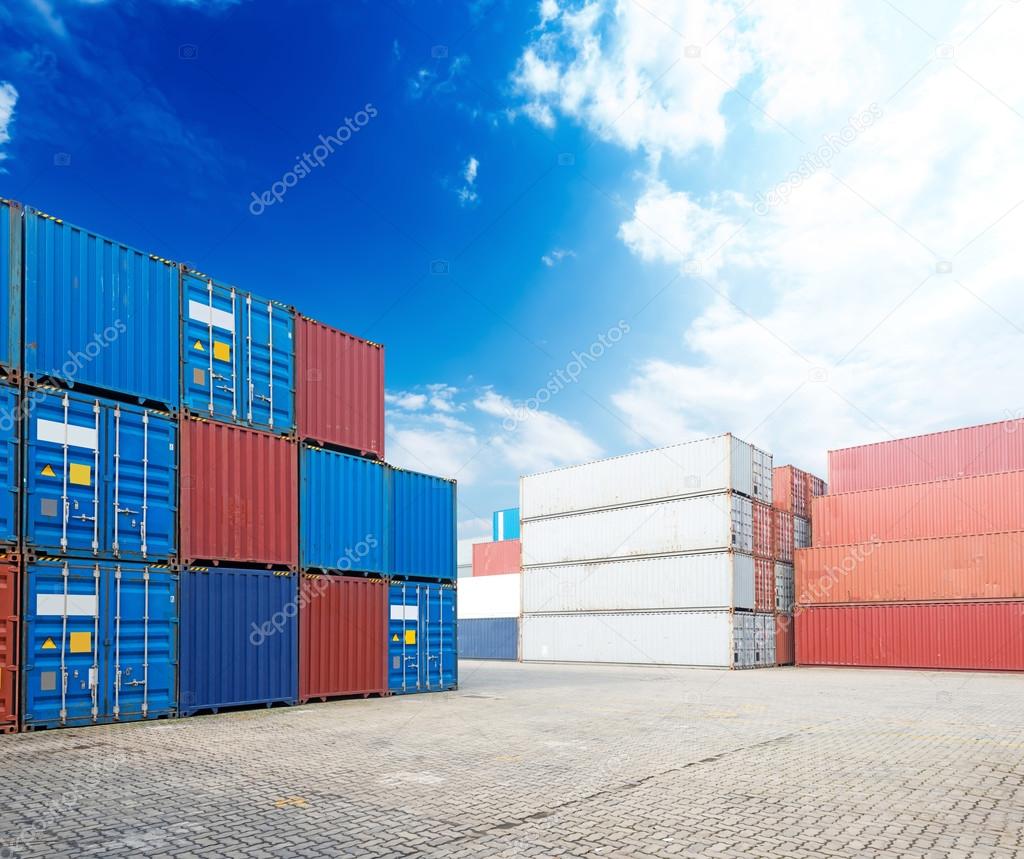 Stack of cargo containers at docks
