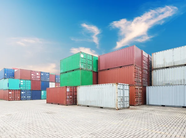 Stack of cargo containers at docks — Stock Photo, Image