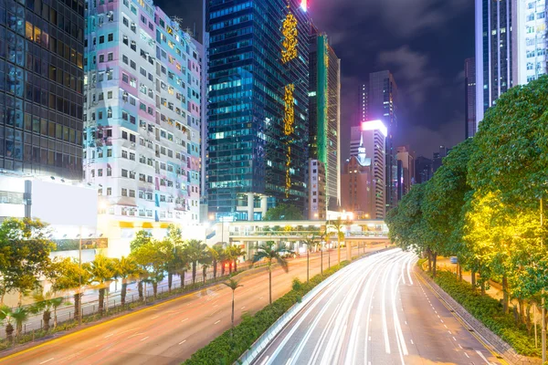 Hong Kong 'da gece trafiği — Stok fotoğraf