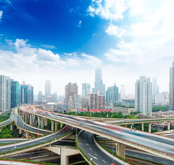 Shanghai elevated road junction and interchange overpass — Stock Photo, Image