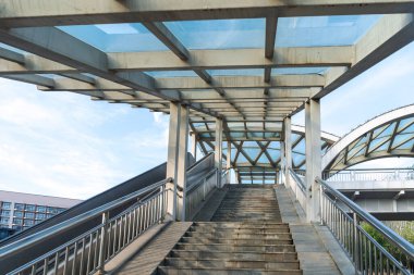 railing and stairs of pedestrian overpass